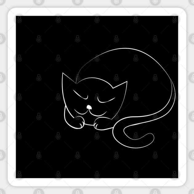 Sleeping Black Cat Sticker by Sanford Studio